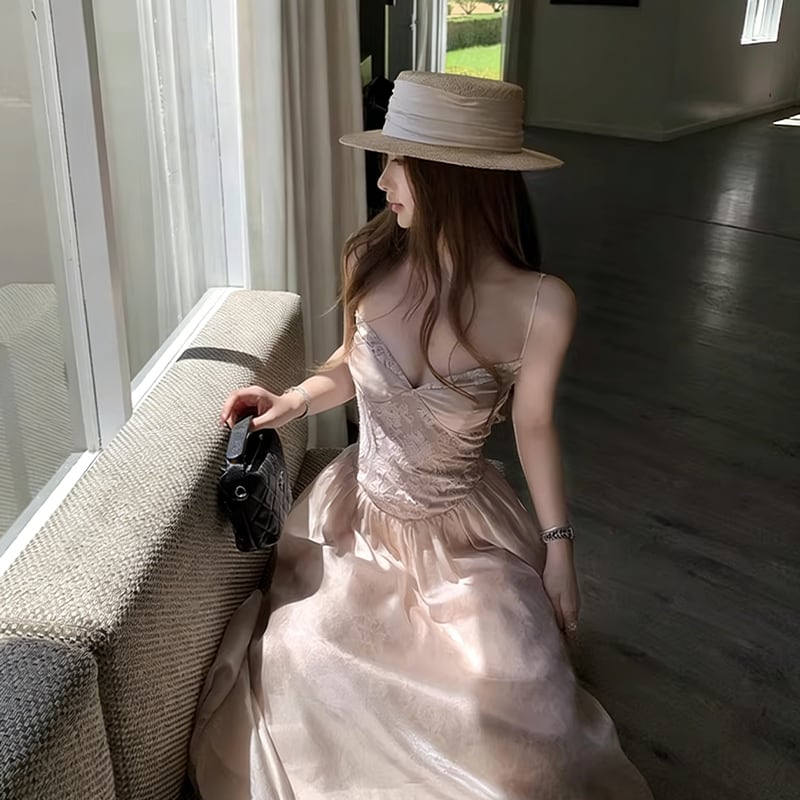 【dress】レースキャミワンピース Q8384
