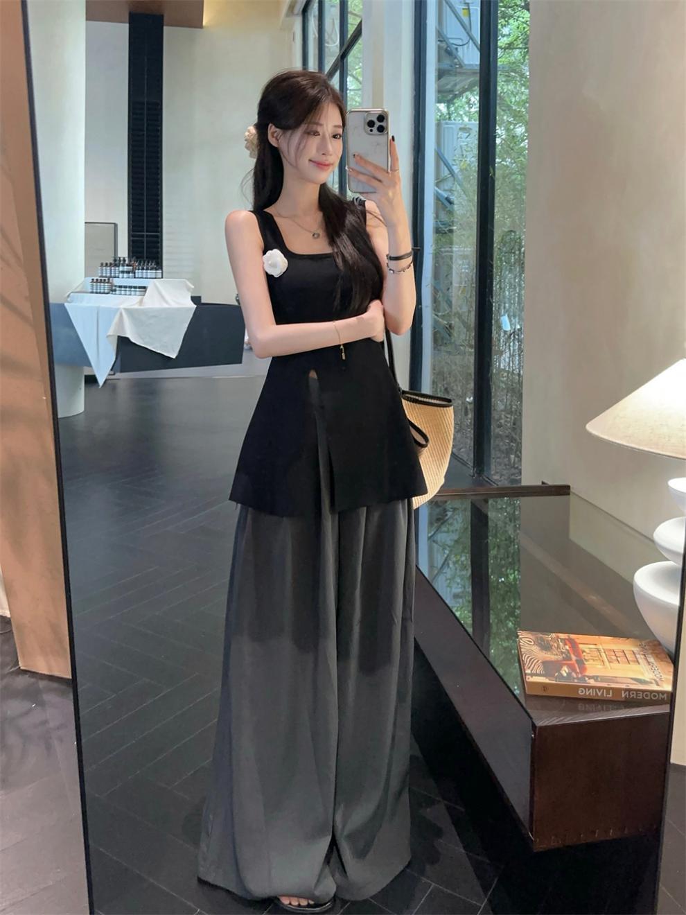 【tops】スリットニットキャミソール　M24844