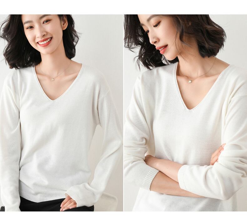 【tops】Vネックニットプルオーバー　M19161
