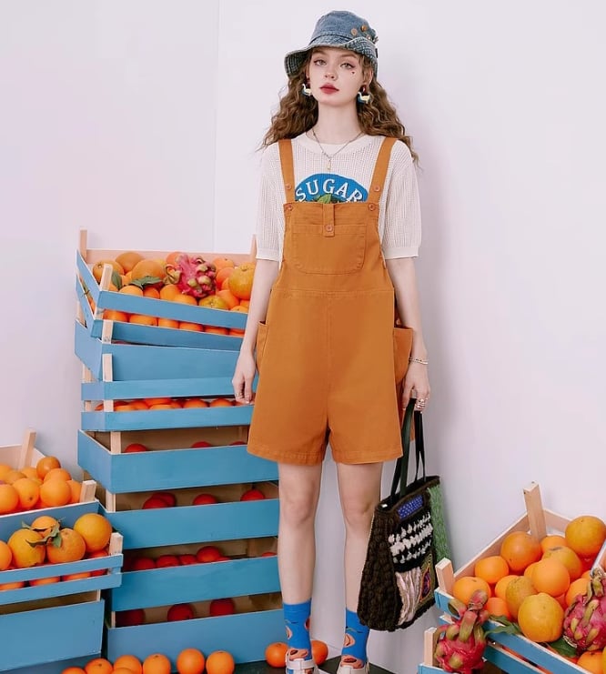 【bottoms】薄手デニムオーバーオールG20077