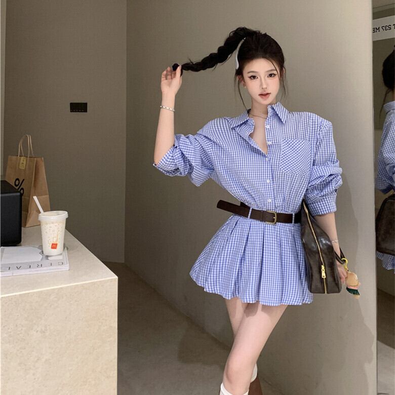 【dress】シャツワンピースベルト付き　M29531