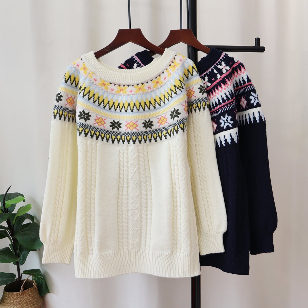 【tops】ジャカードニットセーター　M28757