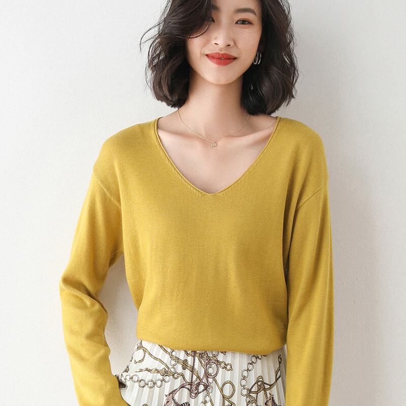 【tops】Vネックニットプルオーバー　M19161