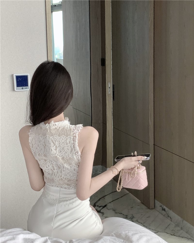 【dress】レース切り替えワンピース　M23912