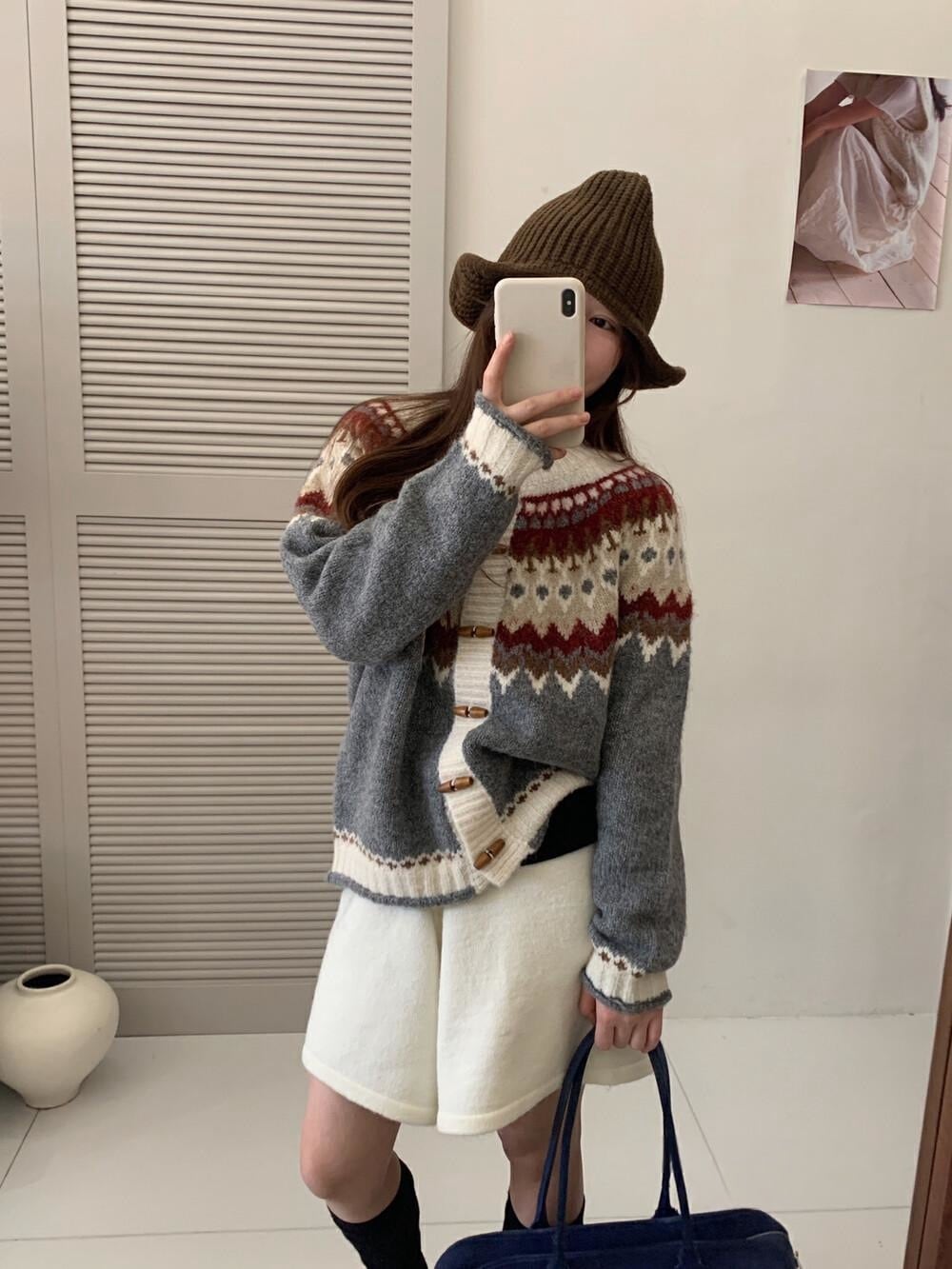 【outer】ジャカードニットカーデ　M27110