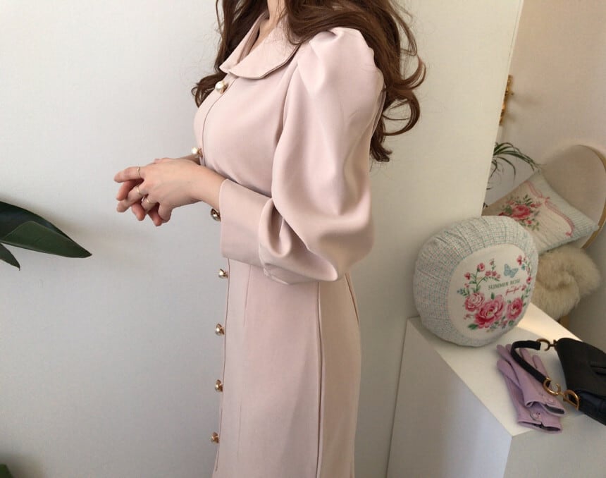 【dress】エレガント気質満点レトロハイウエスト着痩せ マーメイドワンピース G1404