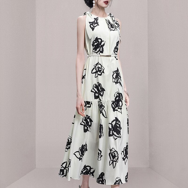 【dress】ノースリーブプリントワンピース　M23958