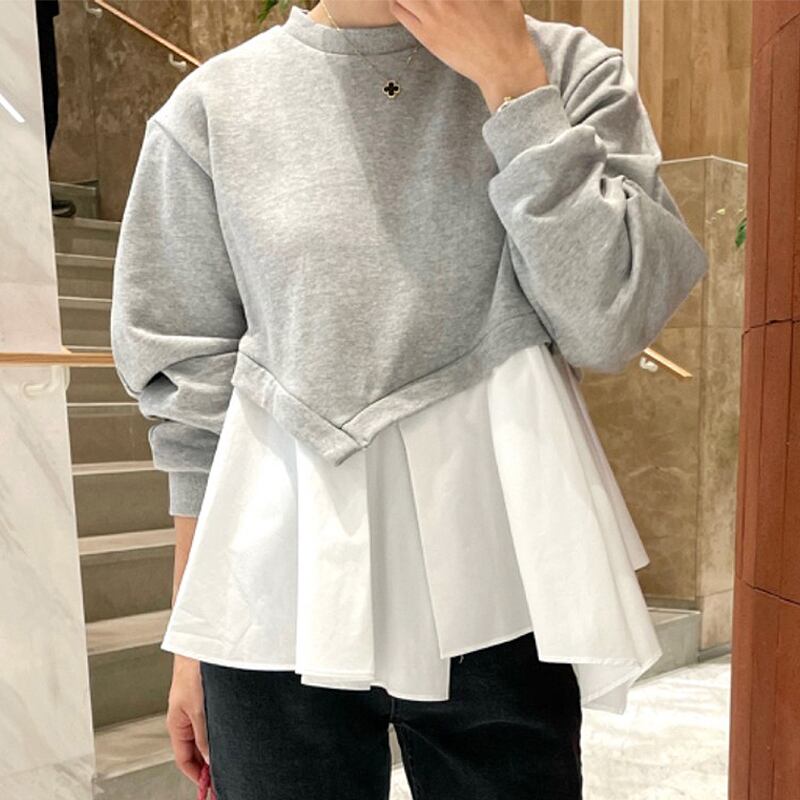 【tops】フリルドッキングパーカー　M18419