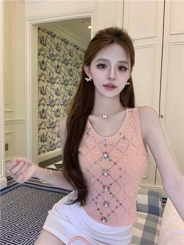 【tops】ビーズニットキャミソール G21217