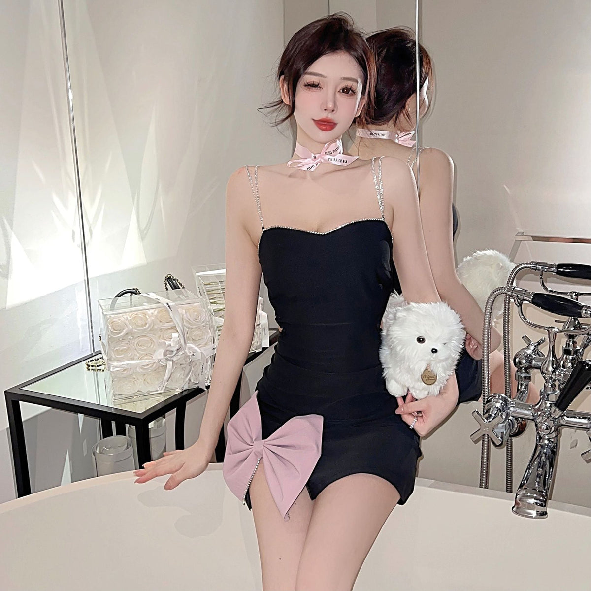 【dress】リボン付きキャミワンピース　M23943