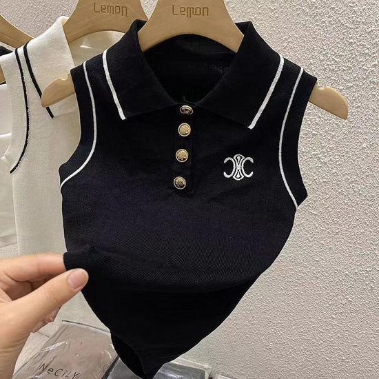 【tops】POLOネックニットキャミソール F7570