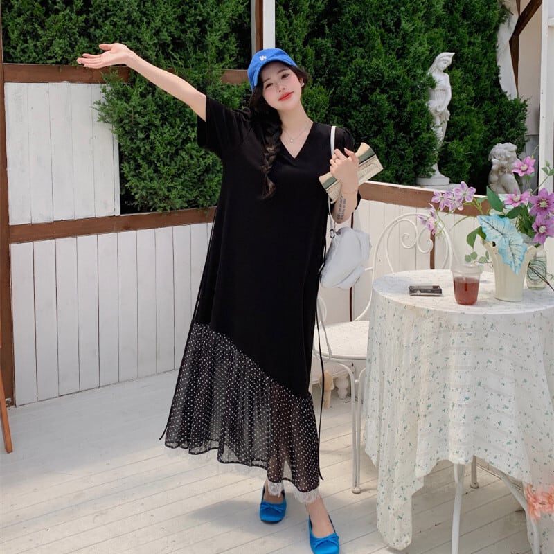 【dress】レース切り替えワンピース　M24958