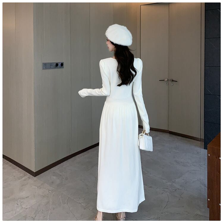 【dress】立体フラワーニットワンピース　M27827