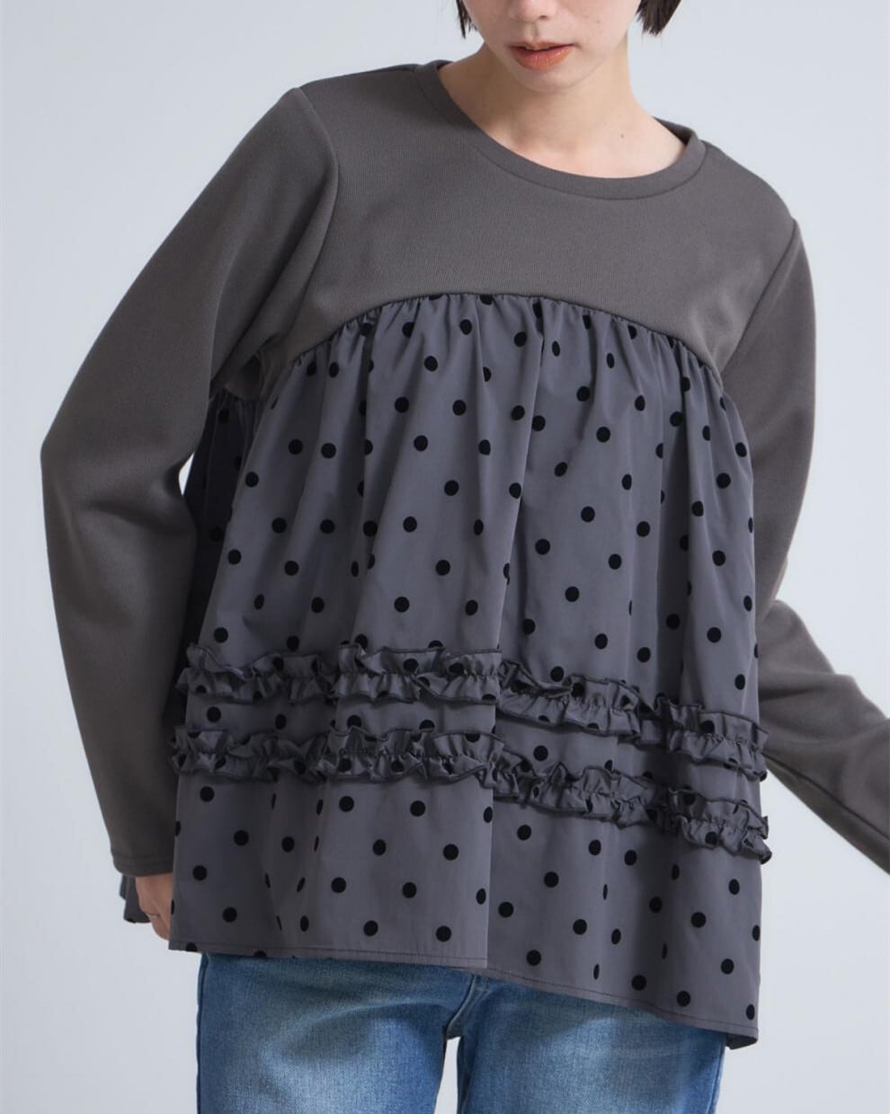 【tops】ドット柄プルオーバー　M28043