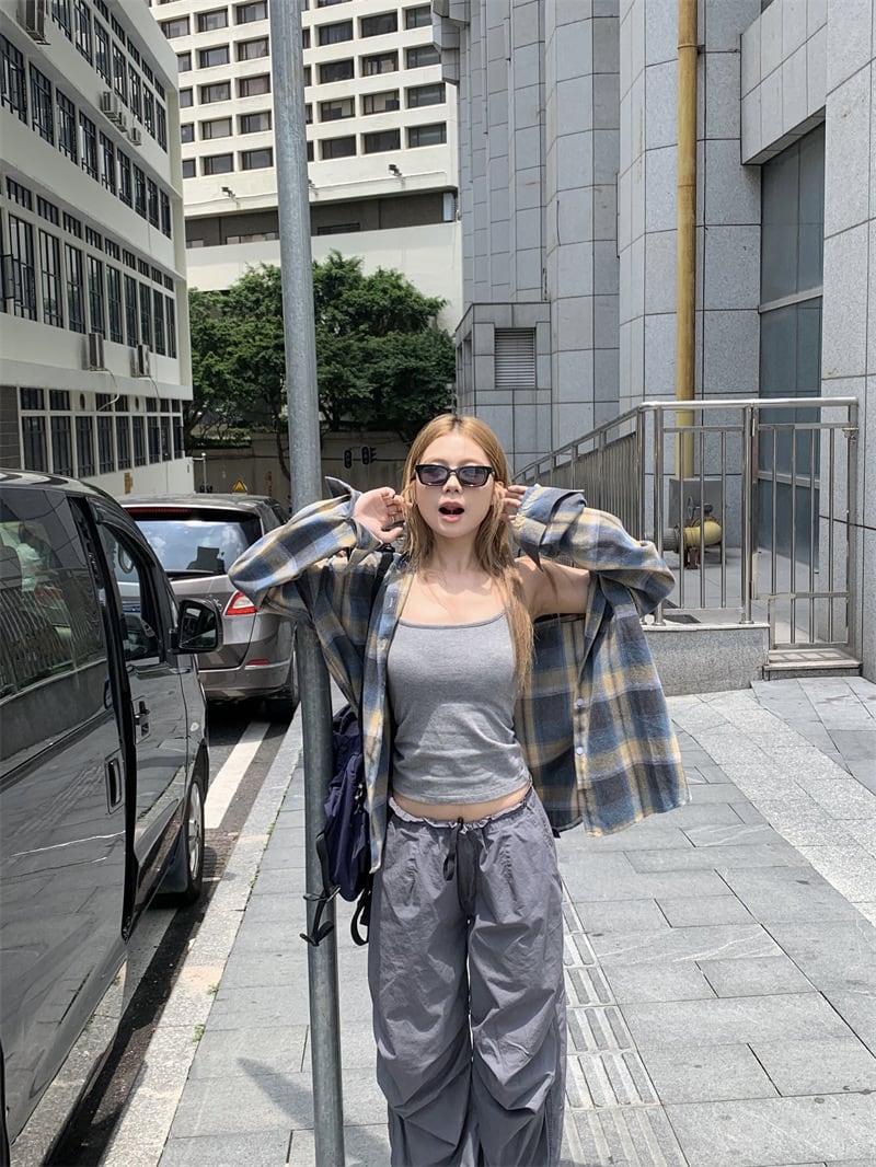 【tops】チェック柄シャツトップス　M25664