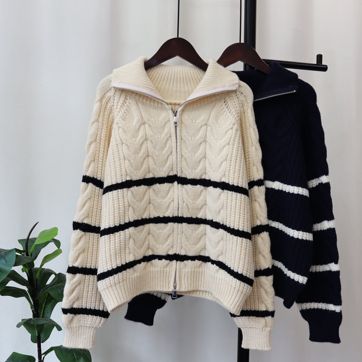【outer】ファスナーニットカーデ　M28125
