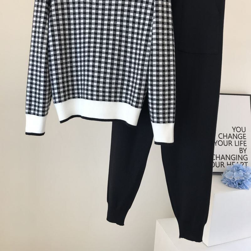 【set】着心地良い気質満点レトロINS風ルーズニットトップス+パンツ２点セット G3138