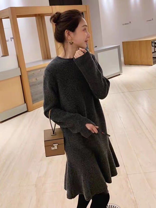 【dress】フリルニットワンピース　M26194