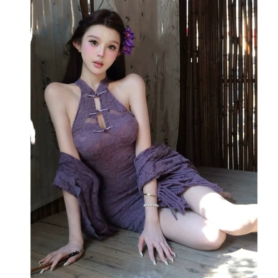 【set】レースワンピース×レースショールセット　M29835
