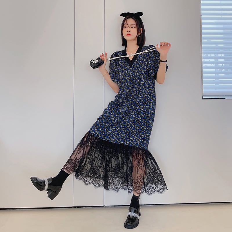【dress】レース花柄ワンピース　M25158