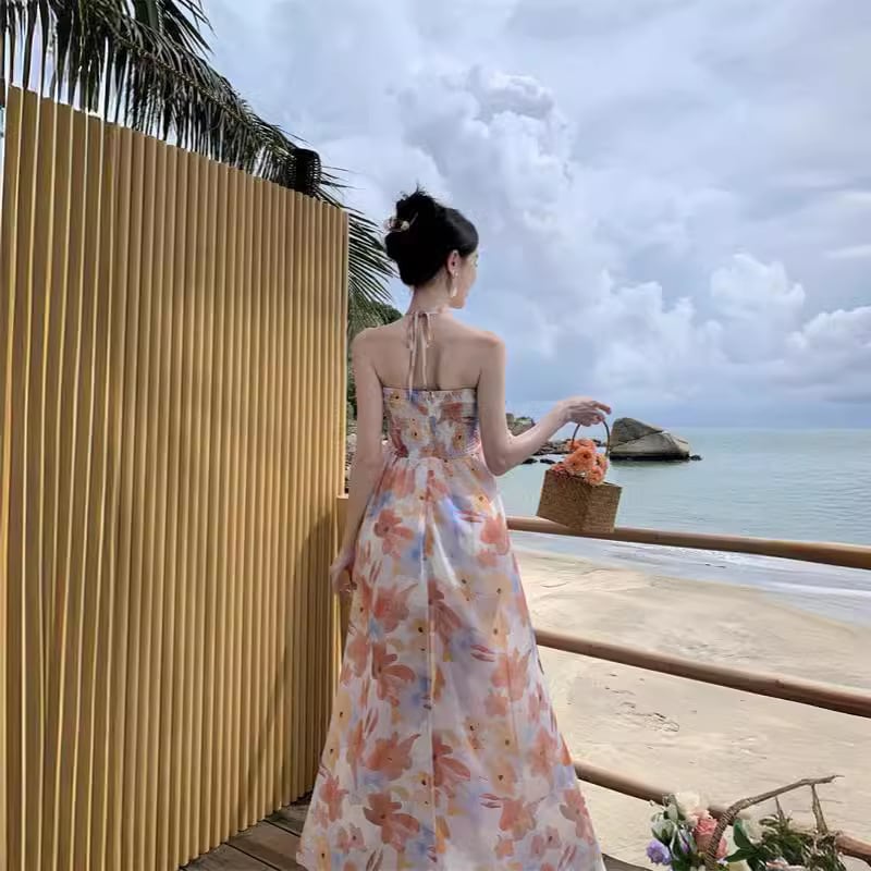 【dress】花柄ホルターネックワンピース　M25300