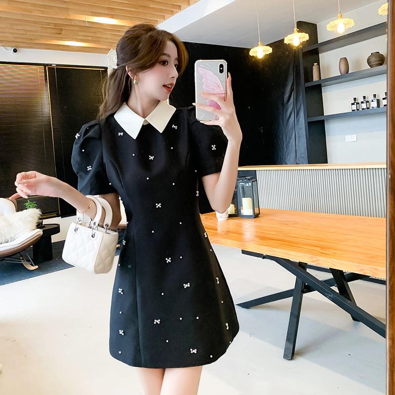 【dress】ビーズパフスリーブワンピース G21107