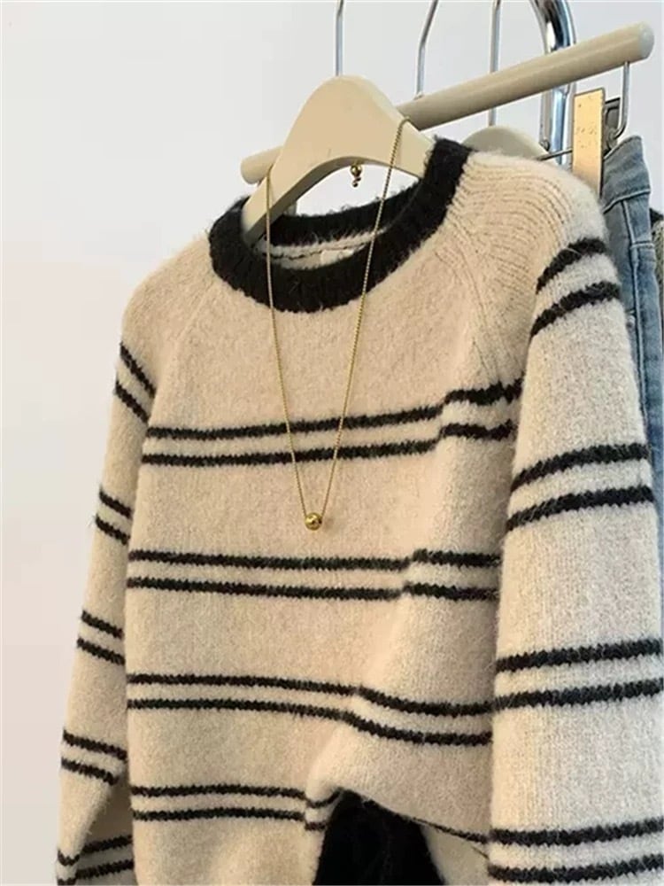 【tops】ボーダー柄ニットセーター　M29272