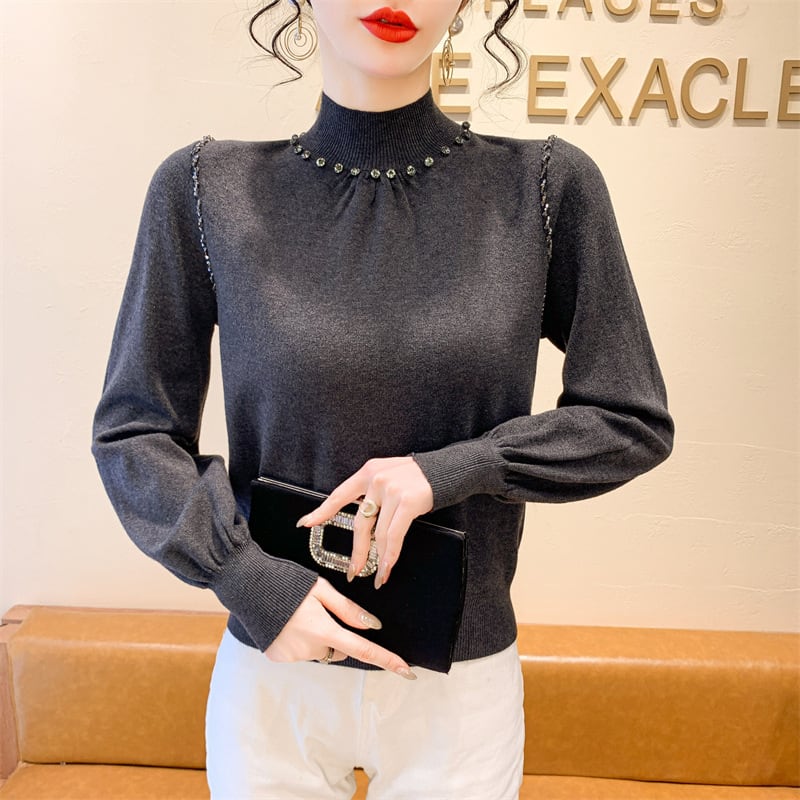 【tops】ビジューニットトップス　M27840