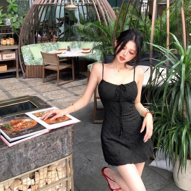 【dress】リボン付きキャミワンピース Q8327