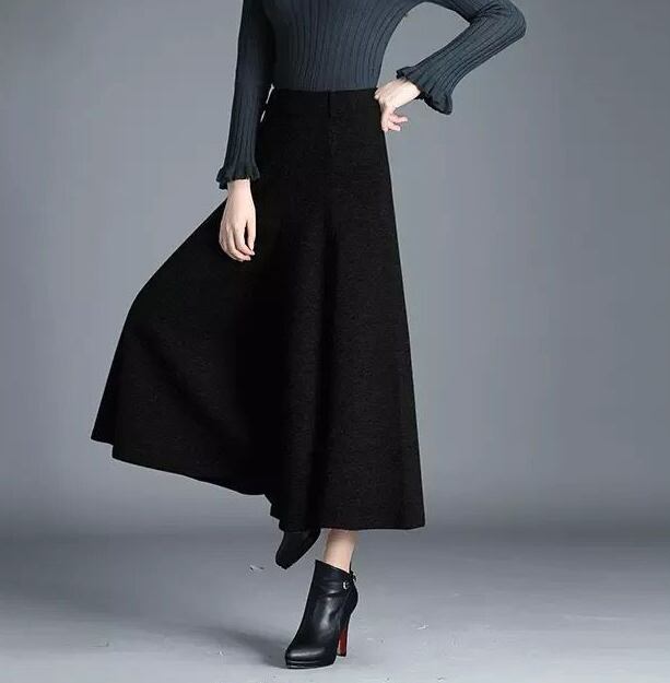 【bottoms】絶対欲しい秋冬新作カジュアル合わせやすいラシャ無地ハイウエスト九分丈ガウチョパンツF0988