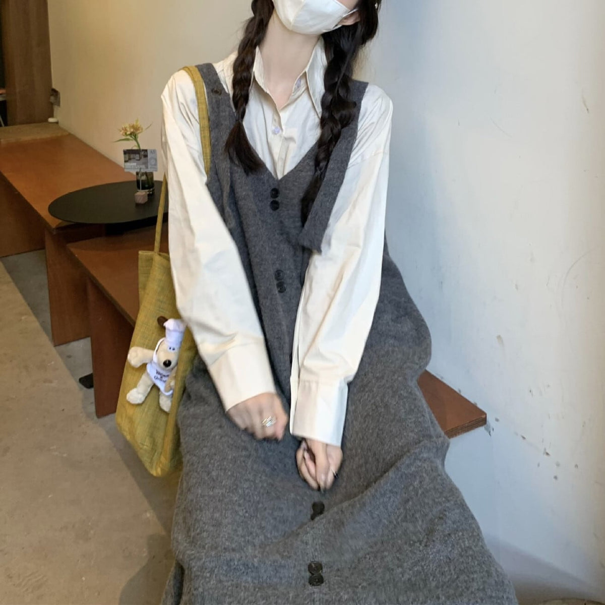 【dress】ボタンデザインベストワンピース　N2711