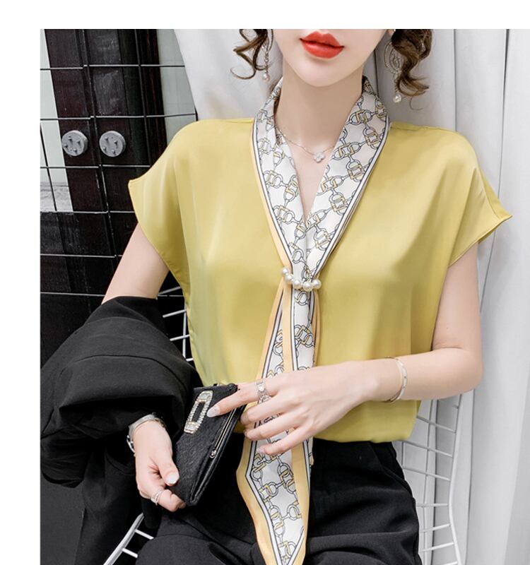 【tops】エレガント フランス風 上品なシルエットスウィートノースリーブシフォンシャツ G6716