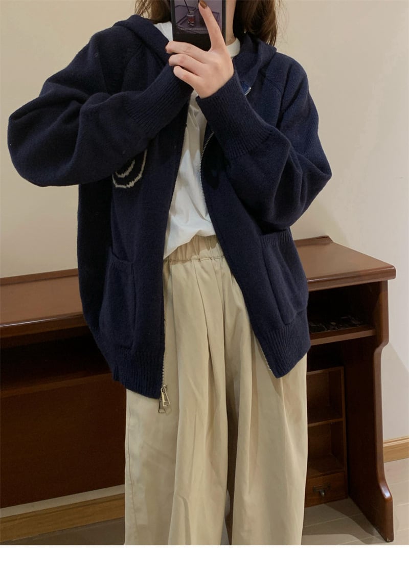 【outer】フード付きニットアウター　M18960
