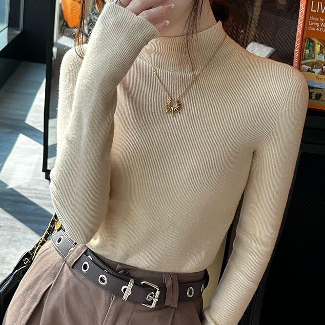 【tops】無地ニットトップス　M26445