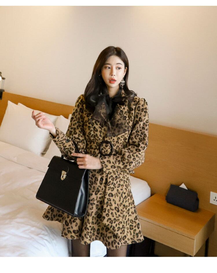 【dress】ヒョウ柄リボン付きワンピース　M27708
