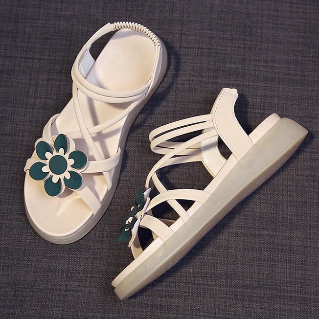 【shoes】一目惚れ！2色花模様履きやすい合わせやすいファッションサンダル