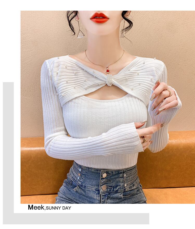 【tops】パールニットトップス　M29141