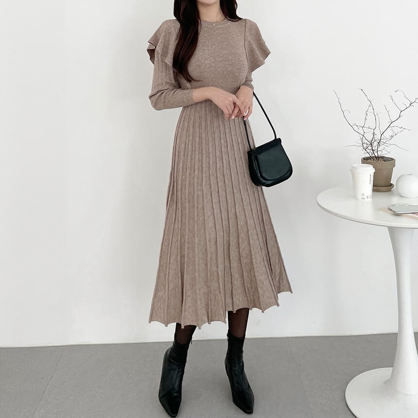 【dress】フリルニットワンピース　M26191