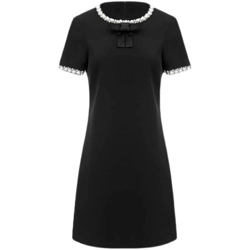 【dress】OL通勤ビーズボウタイワンピースF7352