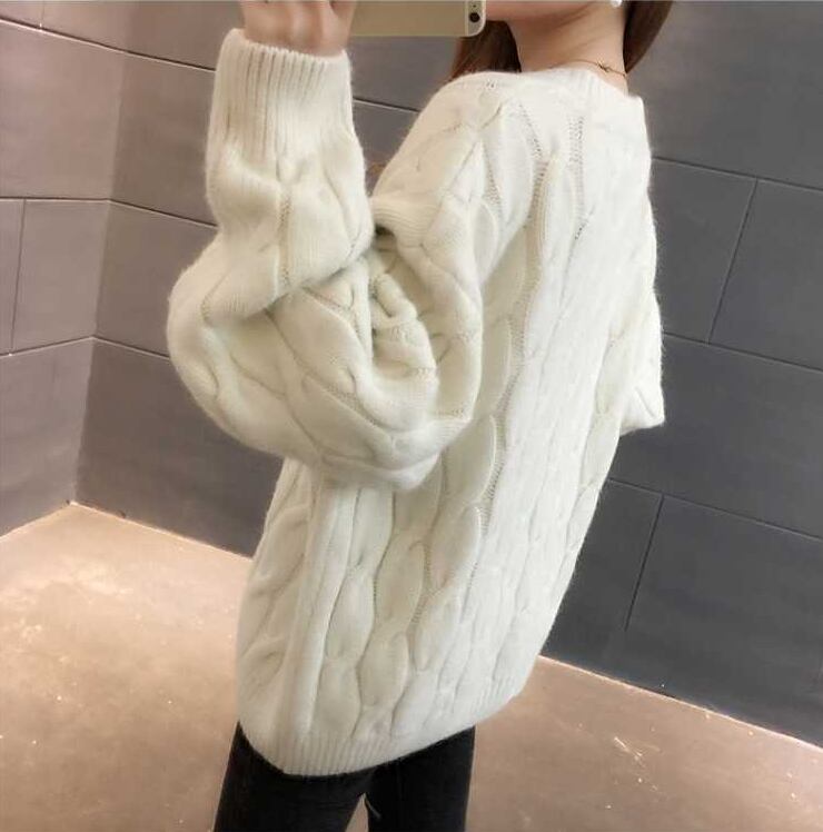 【tops】女性力を高める〜ラウンドネック長袖スウィートファッションニットセーターW0374