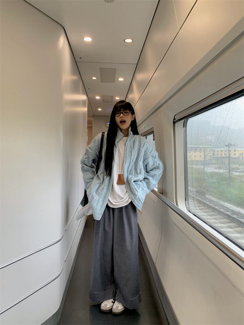 【outer】スタンドネックニットカーデ　M28432