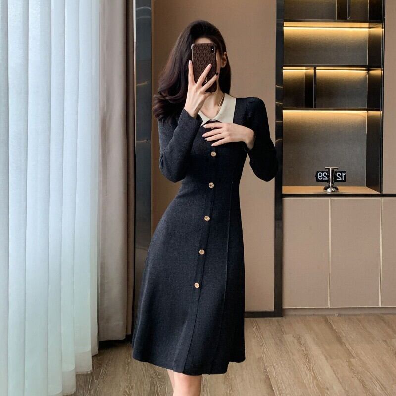 【dress】POLOネックニットワンピース　M18929