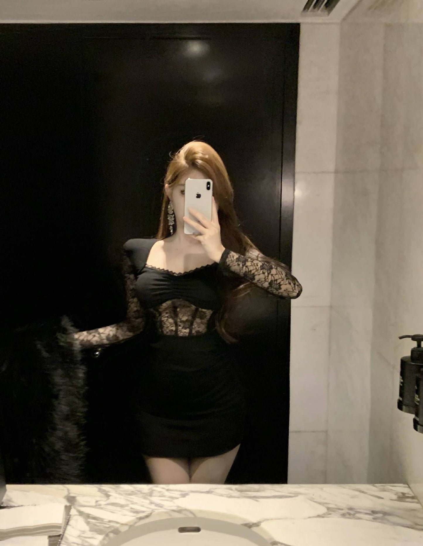 【dress】レース切り替えワンピース　M29606