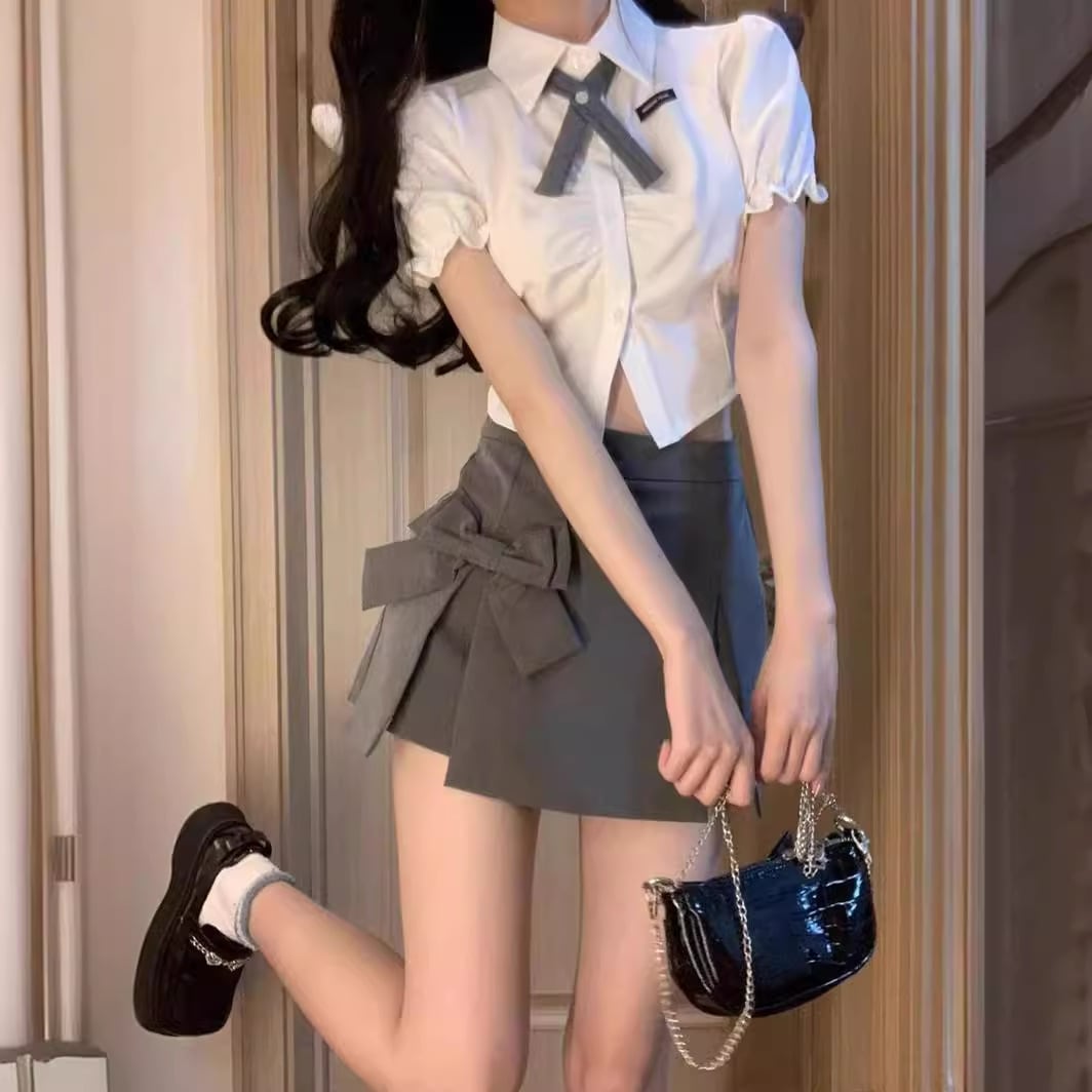 【set】半袖ブラウス+スカート2点セットF7530