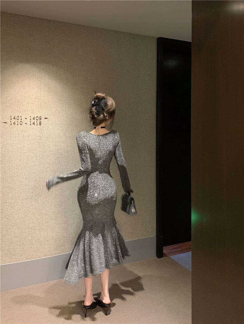 【dress】ビジューマーメイドワンピース　M26179