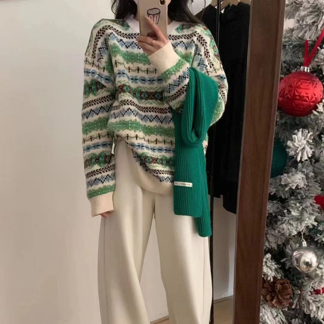 【tops】ジャカードニットセーター　M27261