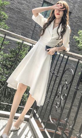 【dress】シンプル気質満点ファッションスウィート不規則着痩せワンピース G0176