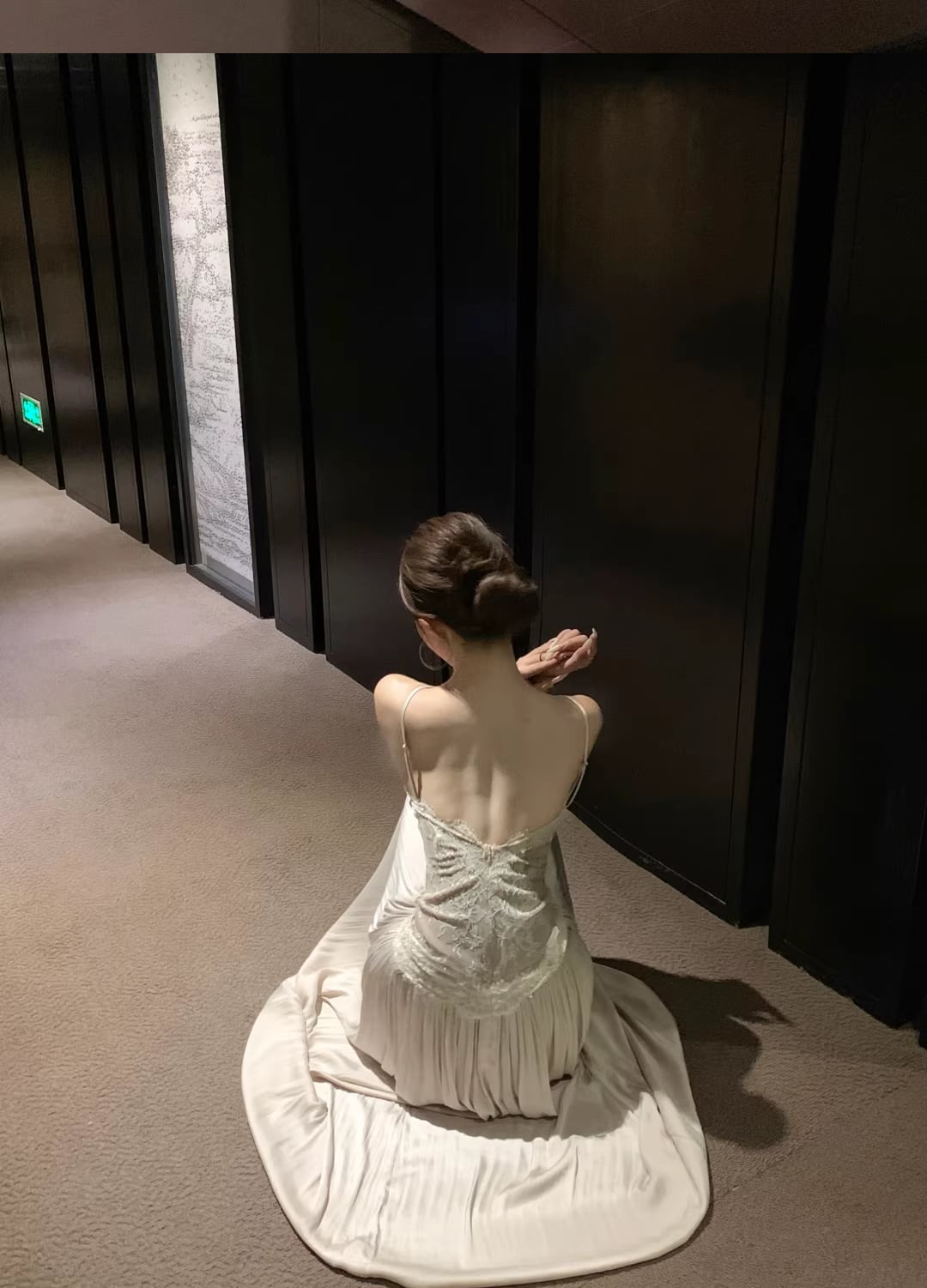 【dress】レースドッキングロングキャミワンピース Q8396