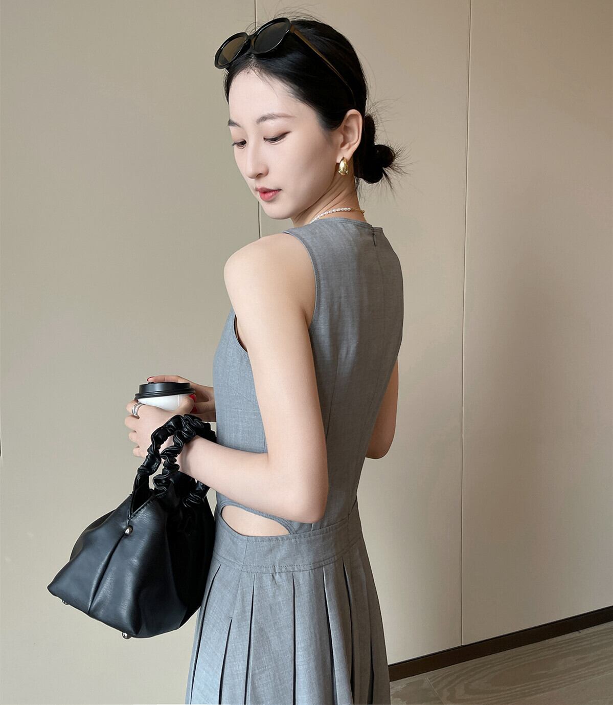 【dress】ウエストカットプリーツワンピース　N2993