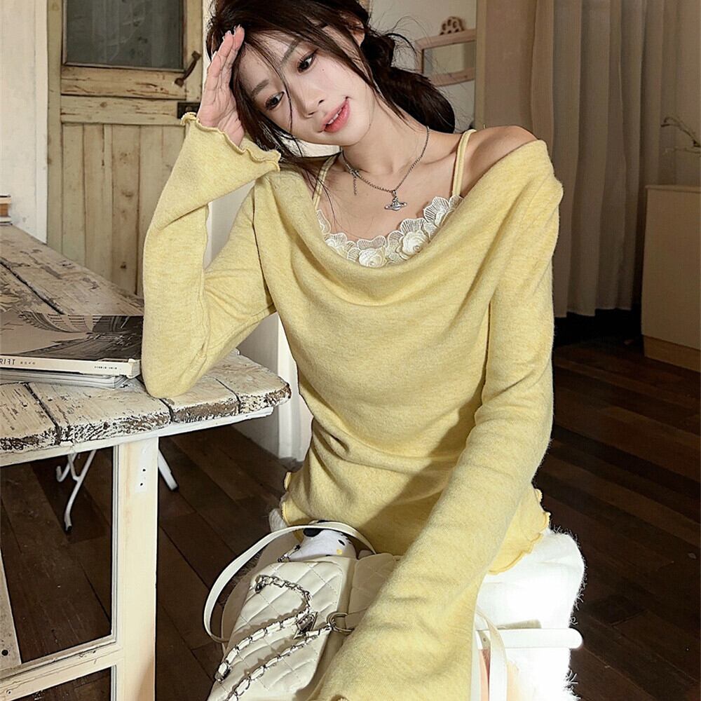 【tops】立体フラワーニットトップス　M27674